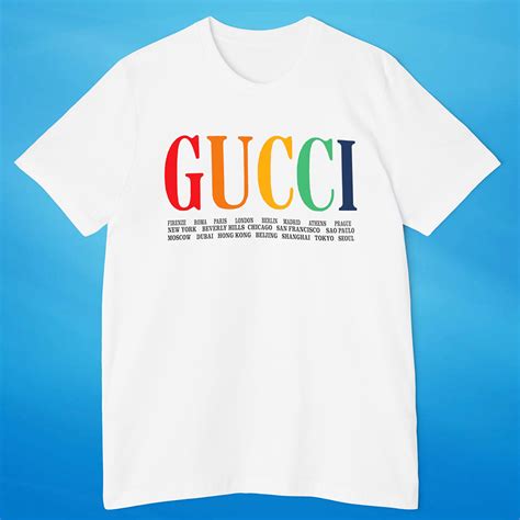 blue gucci shirt rainbow|gucci rainbow cities t shirt.